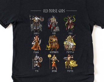 Old Norse Gods T-Shirt - Scandinavian Mythology Tee - Nordic Pagan Clothing - Viking Warriors Clothes - Norse Clothes - Mythology Gifts