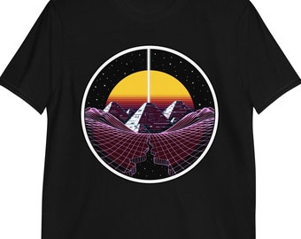Maglietta Synthwave Egyptian Pyramids, maglietta psichedelica retrò anni '80, maglietta Vaporwave, vestiti estetici Retrowave, abbigliamento Vaporwave
