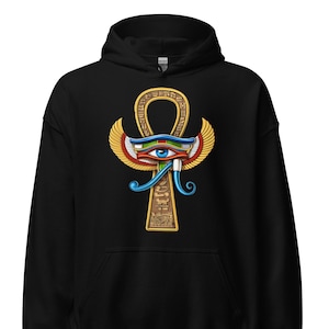 Afro Ancient Egypt Ankh and Eye Of Horus Sleeveless Hoodie Egyptian Hieroglyphs LT14 main image 1