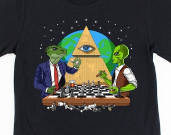 Alien Illuminati Shirt - Conspiracy Theories Tee - Mens Aliens Tees - All Seeing Eye Tee - Aliens Clothing - Alien Clothes - Aliens Outfit
