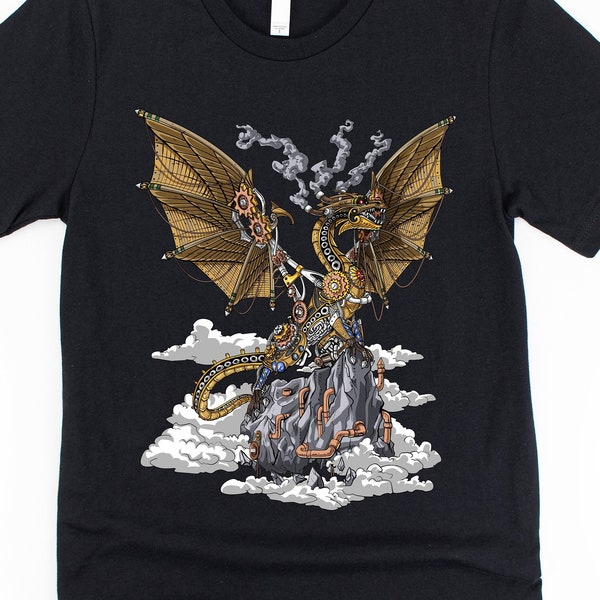 Steampunk Drache Shirt, Mechanisches Industrielles T-Shirt, Steampunk Kleidung, Steampunk Kleidung, Steampunk Kleidung, Steampunk Outfit