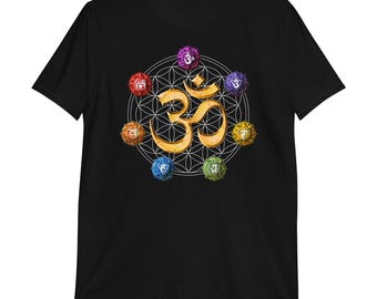 Om Chakra Yoga Spiritual T-Shirt, Flower Of Life Meditation Tee