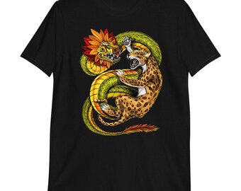 Aztec Quetzalcoatl Jaguar T-Shirt, Aztec Gods Tee