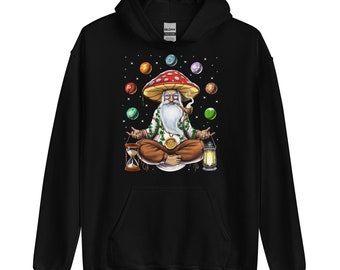 Psychedelic Mushroom Hoodie, Trippy Meditation Yoga Sweatshirt