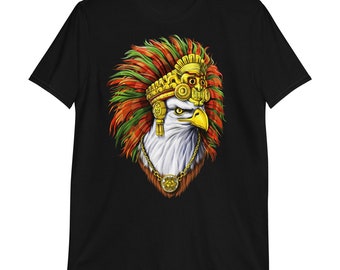 T-shirt con aquila e guerriero azteco - Antica maglietta azteca da uomo