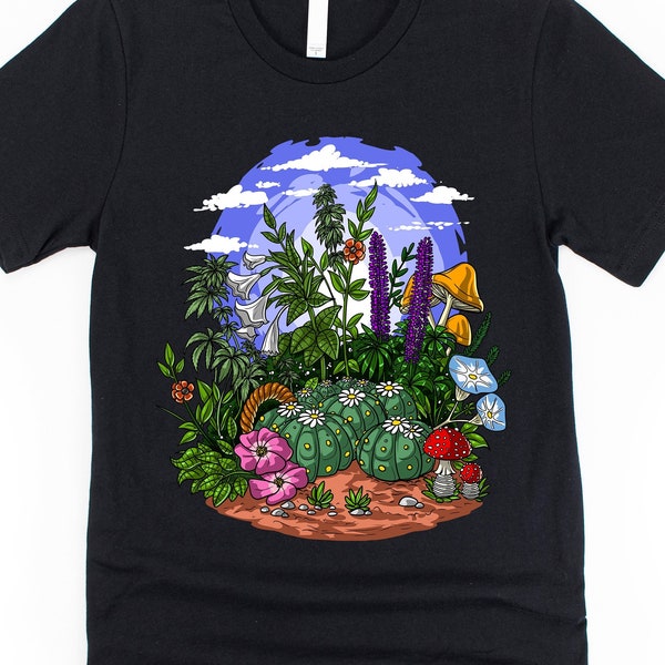 Peyote Cactus T-Shirt, Psychoactive Plants Shirt, Psychedelic Plants Shirt, Botanical Clothing, Mushrooms Tee, Mushroom Clothes