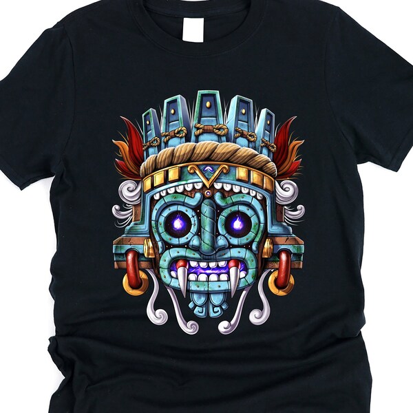 Aztec God Tlaloc T-Shirt, Aztec Mythology Shirt, Aztec Gods Tee, Ancient Mayan Tee, Aztec Clothing, Aztec Clothes, Aztec Apparel