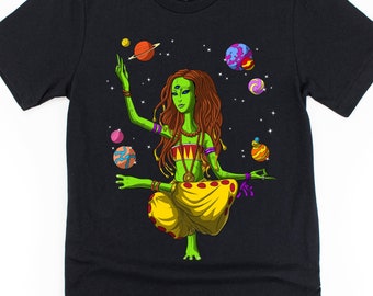 Alien Yoga T-Shirt, Hippie Shirt, Zen Meditation Shirt, Spiritual Tee, Hippie Clothing, Hippie Clothes, Hippie Outfit, Hippie Apparel