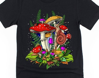 Camiseta de setas del bosque, camiseta de setas, ropa cottagecore, camiseta de naturaleza, camiseta de hongos, ropa botánica, camiseta de recolección de alimentos, atuendo de setas