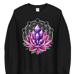 Zen Lotus Yoga Sweatshirt, Spiritual Flower Of Life Sweatshirt, Sacred Geometry Apparel, Buddhist Clothes, Buddhism Clothing, Yoga Apparel