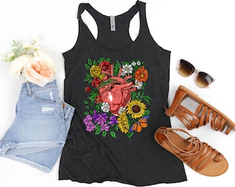 Fox Botanical Tank Top Ladies Tank Top Shirt screenprint Mother's Day gift for her