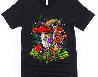 Forest Mushrooms T-Shirt, Cottagecore Nature Fungi Tee