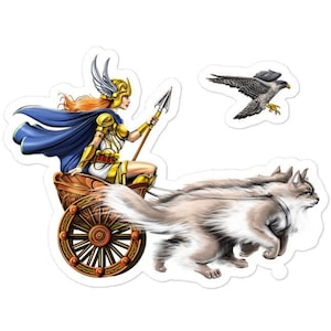 Freyja Goddess Sticker, Norse Stickers, Pagan Mythology Stickers, Nordic Decal, Viking Warrior Sticker, Scandinavian Stickers, Norse Gifts