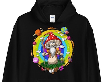 Mushroom Hoodie, Psychedelic Hippie Hoodie, Mushroom Sweatshirt, Mushrooms Clothing, Forest Mushroom Clothes, Fairycore Mushroom Hoodie