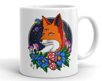 Psychedelic Fox Mug - Forest Fox Cup - Fox Coffee Cup - Floral Forest Mug - Fox Coffee Mugs - Fox Mug - Fox Lover Gifts - Fox Gift