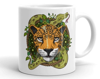 Jaguar Coffee Mug, Jaguar Coffee Cup, Jungle Animal Mug, Snake Mug, Jaguar Lover Gifts