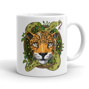 Jaguar Coffee Mug, Jaguar Coffee Cup, Jungle Animal Mug, Snake Mug, Jaguar Lover Gifts
