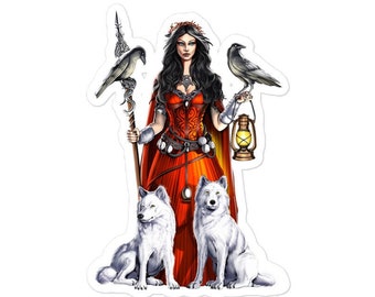 Morrigan Irish Goddess Sticker, Celtic Mythology Sticker, Celtic Warrior Sticker, Pagan Stickers, Pagan Decals, Celtic Sticker, Pagan Gift