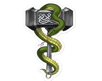 Wikinger Krieger Hammer Aufkleber - Nordischer Mythologie Aufkleber - Nordischer Gott Aufkleber - Heidnische Runen Aufkleber - Keltisches Symbol Aufkleber - Skandinavisches Geschenk