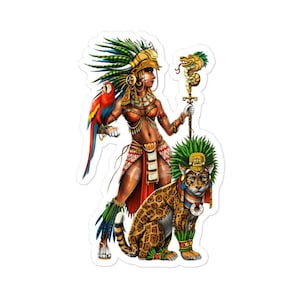 Aztec Warrior Sticker, Aztec Jaguar Sticker, Aztec Goddess Sticker, Ancient Mayan Sticker, Aztec Decals, Aztec Civilization Gifts