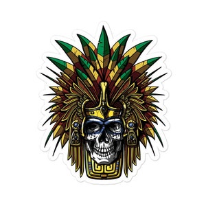 Aztec Skull Warrior Mask Sticker - Aztecs Stickers - Native Mexican Stickers - Aztec Mythology Decal - Ancient Mayan Civilization Gifts