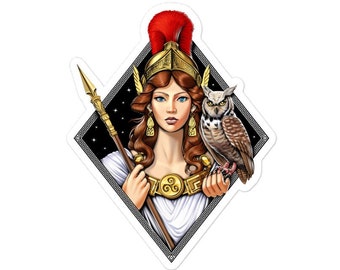 Pegatina de la diosa griega Atenea, pegatina de la antigua Grecia, pegatina de la mitología griega, pegatina de la deidad griega, regalos de la mitología griega, calcomanía de Atenea