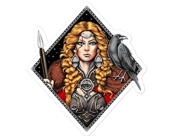 Morrigan Irish Goddess Sticker, Celtic Mythology Sticker, Celtic Warrior Sticker, Pagan Stickers, Pagan Decals, Celtic Sticker, Pagan Gift
