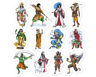 Japanese Mythology Gods Sticker - Samurai Ninja Stickers - Asian Deity Warrior Decal - Japanese Culture Decals - Ancient Civilization Gifts