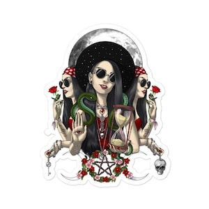 Hecate Moon Greek Goddess Sticker - Gothic Pagan Stickers - Wicca Decal - Witch Occult Esoteric Goth Sticker - Witchcraft Gift
