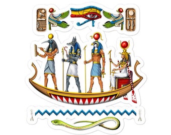 Adesivo dio egizio Anubi, Adesivo divinità egizia Thoth, Adesivo occhio di Horus, Adesivo geroglifici mitologia egizia, Adesivo antico Egitto