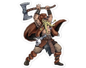 Pegatina de guerrero vikingo nórdico - Pegatinas de mitología nórdica - Pegatina pagana escandinava - Calcomanías vikingas - Pegatina de hacha vikinga - Regalos vikingos