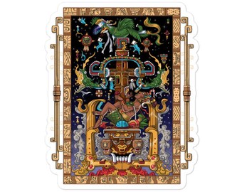 Mayan King Pakal Sarcophagus Sticker - Ancient Maya Civilization Decal - Mayan Astronaut Gift - Native Mexican Gifts - Aztec God Stickers