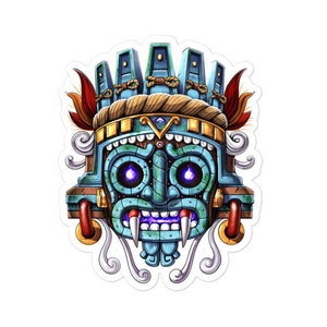 Aztec God Tlaloc Sticker, Aztec Mythology Decal, Aztec Gods Sticker, Ancient Mayan Stickers, Aztec Culture Gift, Native Mexican Gifts