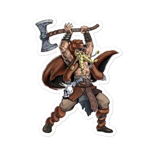 Adesivo guerriero vichingo norreno - Adesivi mitologia nordica - Adesivo pagano scandinavo - Decalcomanie vichinghe - Adesivo ascia vichinga - Regali vichinghi