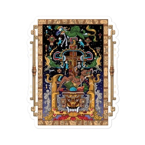Adesivo Sarcófago do Rei Maia Pakal - Decalque da Civilização Maia Antiga - Presente de Astronauta Maia - Presentes Nativos Mexicanos - Adesivos de Deus Asteca
