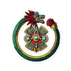 Aztec Ouroboros Quetzalcoatl God Sticker - Aztec Mythology Symbol Decals - Ancient Mayan Sacred Geometry Stickers - Aztec Civilization Gifts