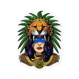 Aztec Jaguar Warrior Sticker - Ancient Aztec Mythology Gifts - Native Mexican Decal - Mayan Civilization Stickers - Aztec History Gifts