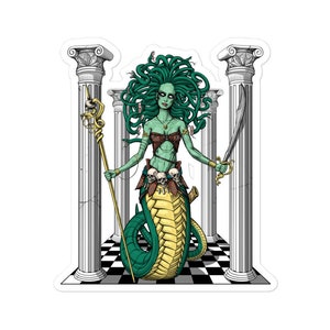 Sticker Méduse déesse grecque - Stickers serpents Méduse - Stickers mythologie grecque - Stickers gothiques - Cadeau de la Grèce antique - Cadeaux de la mythologie