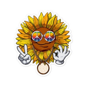 Sunflower Sticker, Hippie Sticker, Floral Stickers, Flower Decal, Hippie Stickers, Funny Sunflower, Nature Sticker, Flowers Stickers