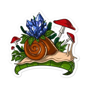 Sticker vinyle cristaux d'escargots, Sticker champignons, Sticker forêt, Sticker champignons, Stickers nature, Stickers botaniques, Sticker botanique