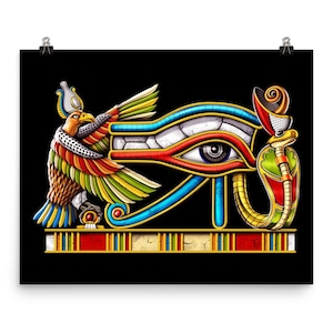 Egyptian Eye Of Horus Poster, Ancient Egypt Art Print, Egyptian Mythology Symbol Poster, Egyptian Gods Wall Decor, Egyptian Room Decor