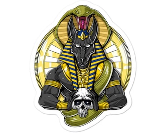 Pegatina del dios egipcio Anubis - Regalos de mitología egipcia - Regalo de deidad del antiguo Egipto - Pegatina de vinilo del faraón egipcio - Regalos de Anubis