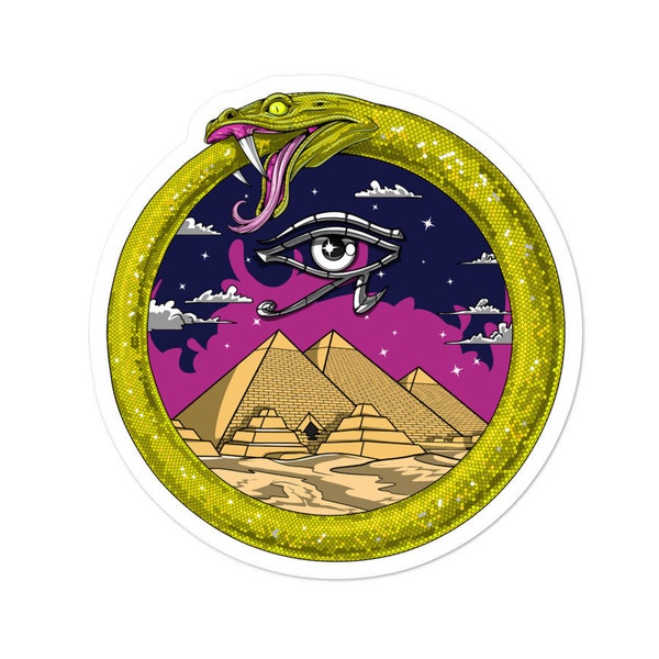 Ouroboros Snake Vinyl Sticker - Ancient Egyptian Pyramids Sticker - Eye Of Horus Symbol Decal - Gnosticism Gifts - Alchemy Esoteric Sticker