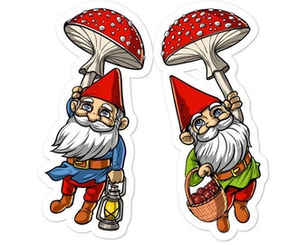 Pegatinas de gnomos con forma de hongo, pegatinas de hippies, pegatinas de bosques, pegatinas de hongos, pegatinas de hadas, pegatinas de cottagecore
