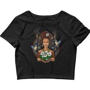 Nature Fitted Crop Top, Forest Tee, Hippie Short Sleeve Shirt, Floral Clothing, Hippie Clothes, Botany Shirt, Hippie Apparel, Hippie Outfit