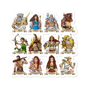 Sticker dieux de la mythologie grecque, Stickers Grèce antique, Sticker déesse grecque, Sticker guerriers grecs, Sticker Zeus, Sticker Poséidon