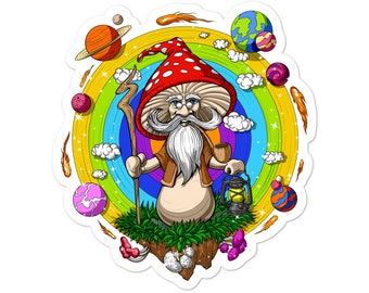 Psychedelic Mushroom Vinyl Sticker: Trippy Fungi Fantasy Decal