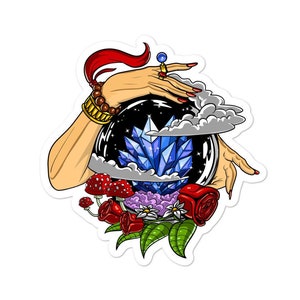 Fortune Teller Sticker, Crystal Ball Sticker, Psychic Sticker, Witch Decal, Witchcraft Sticker, Wiccan Stickers, Mystical Stickers
