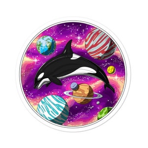 Psychedelic Orca Whale Sticker - Trippy Orca Vinyl Sticker - Space Stickers - Orca Decals - Ocean Creature Decal - Orca Gift