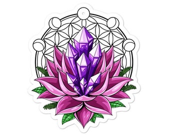 Pegatina de flor de loto de la vida, pegatina de vinilo de yoga zen, pegatina de geometría sagrada, pegatinas budistas espirituales, pegatina de meditación, pegatinas de budismo